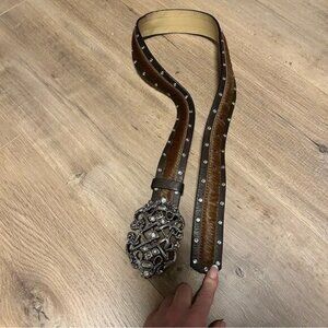 WCM New York Genuine Fur and Leather Belt